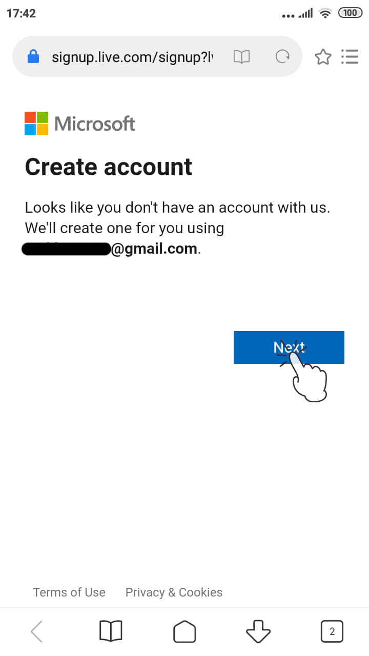 Img 2: Create Microsoft Account.